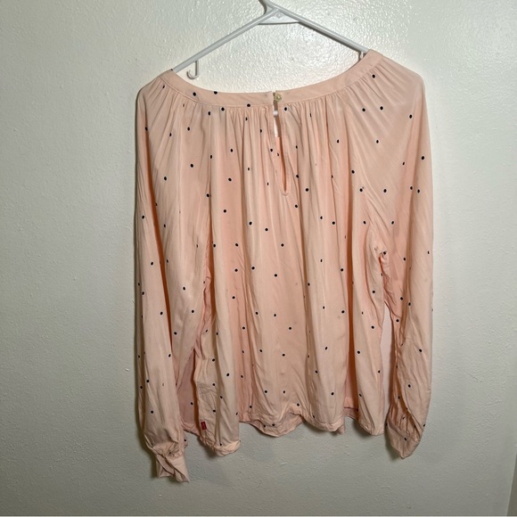 Levi’s Blouse Light Pink Black Polka Dots Long Sleeve L - Picture 8 of 12